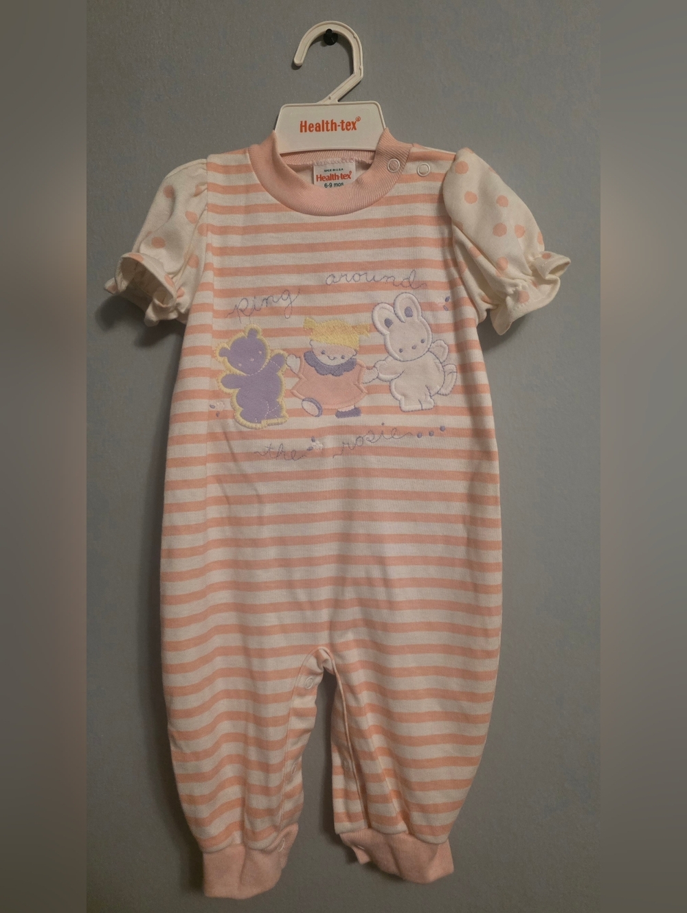 healthtex Pink Striped Baby One-Piece with Applique